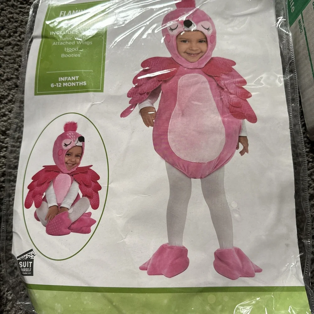 Flamingo Pink Bird Tropical Animal Fancy Dress Up Halloween Baby Child Costume - Picture 1 of 5